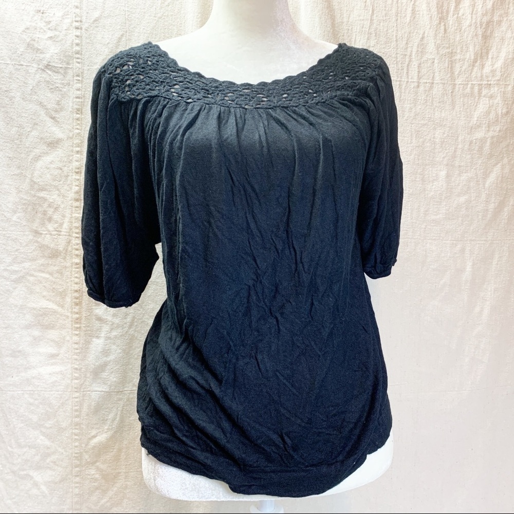Kenzie Crochet neck black Knit Tunic S